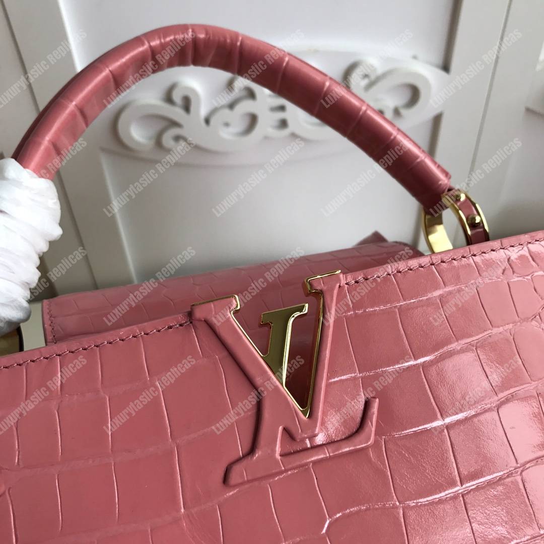 LV Capuccines PM Crocodilien Mat Rose Tourmaline