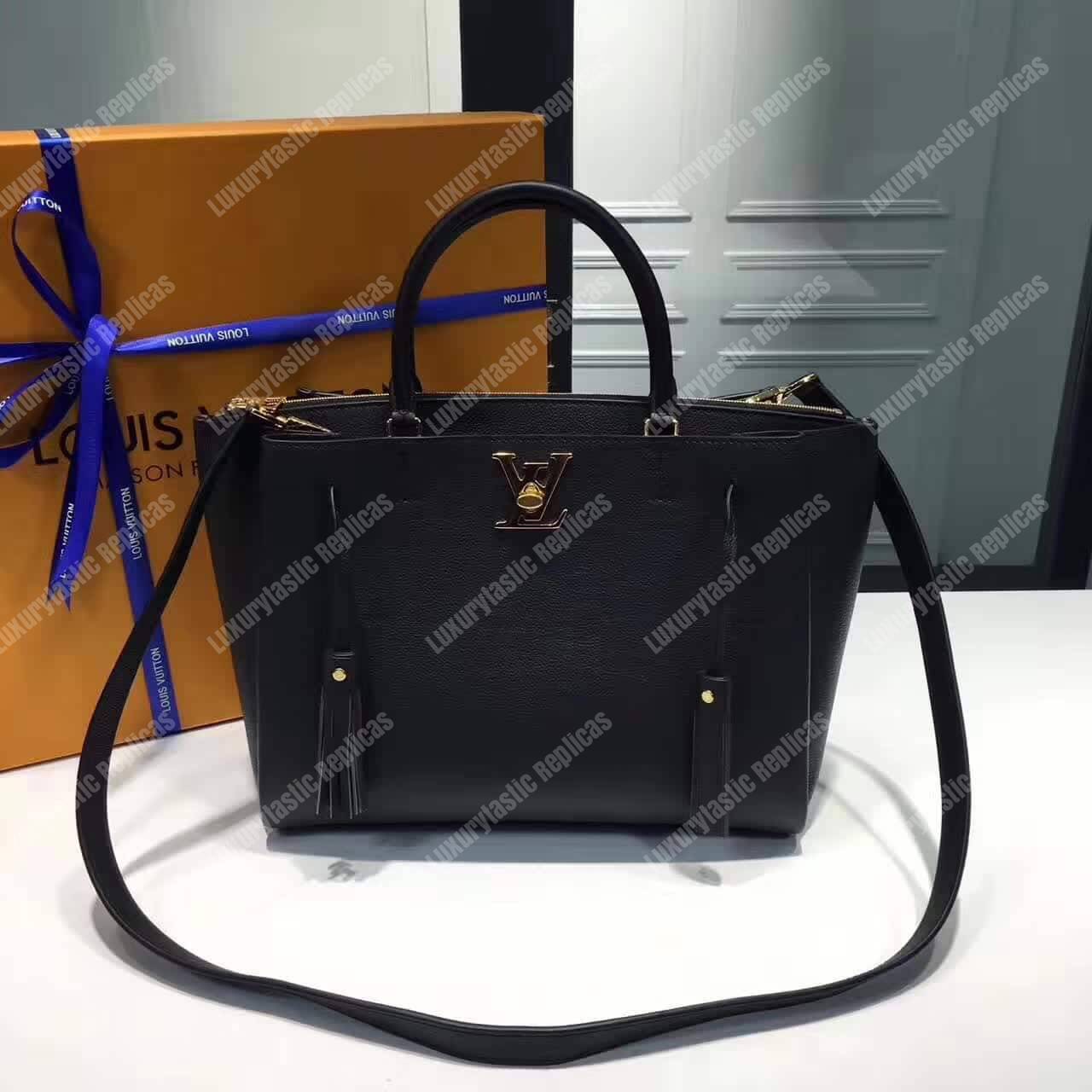 LV Lockmeto Handbag Luxury Leather Noir