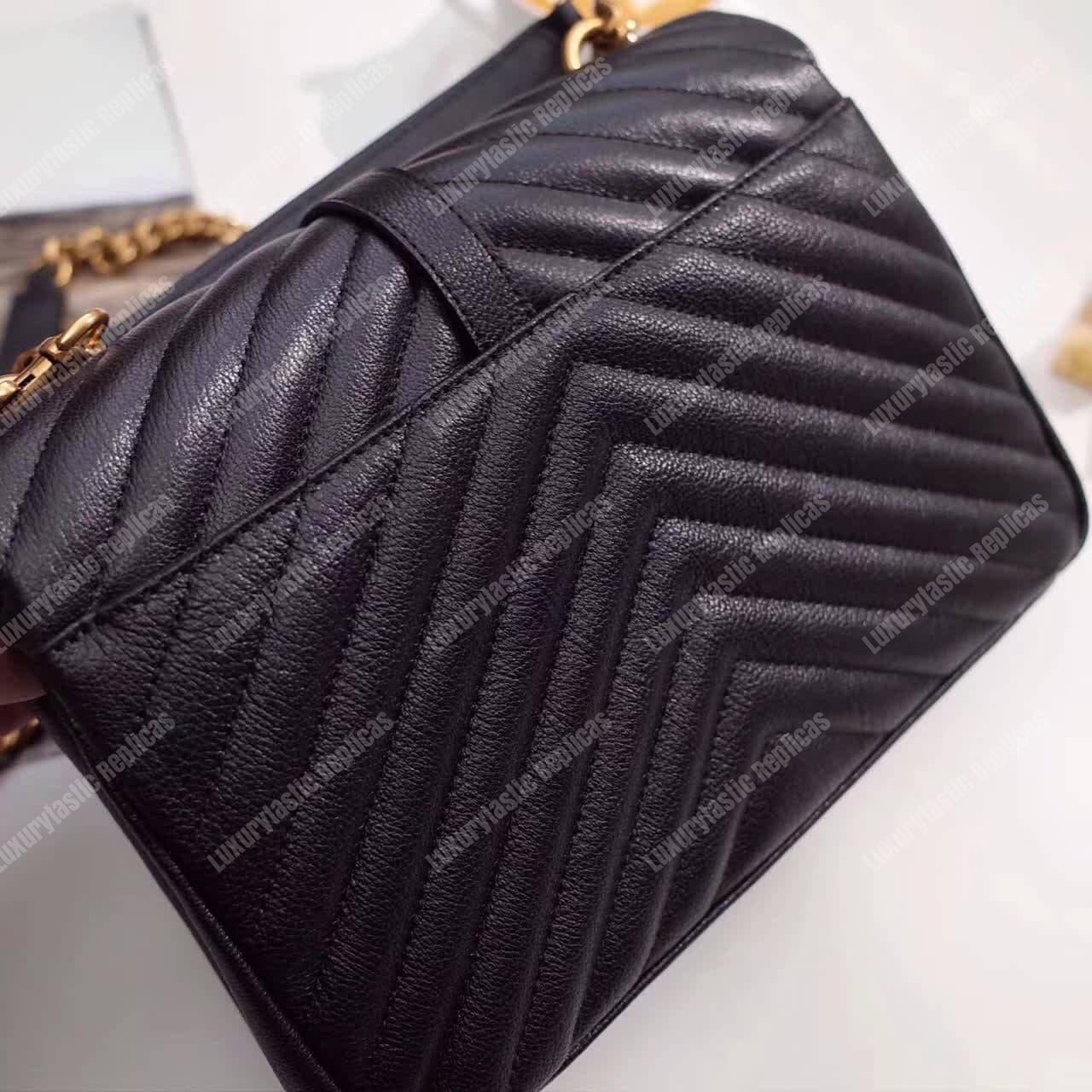 Saint Laurent Classic Medium College Monogram Black Gold-Toned
