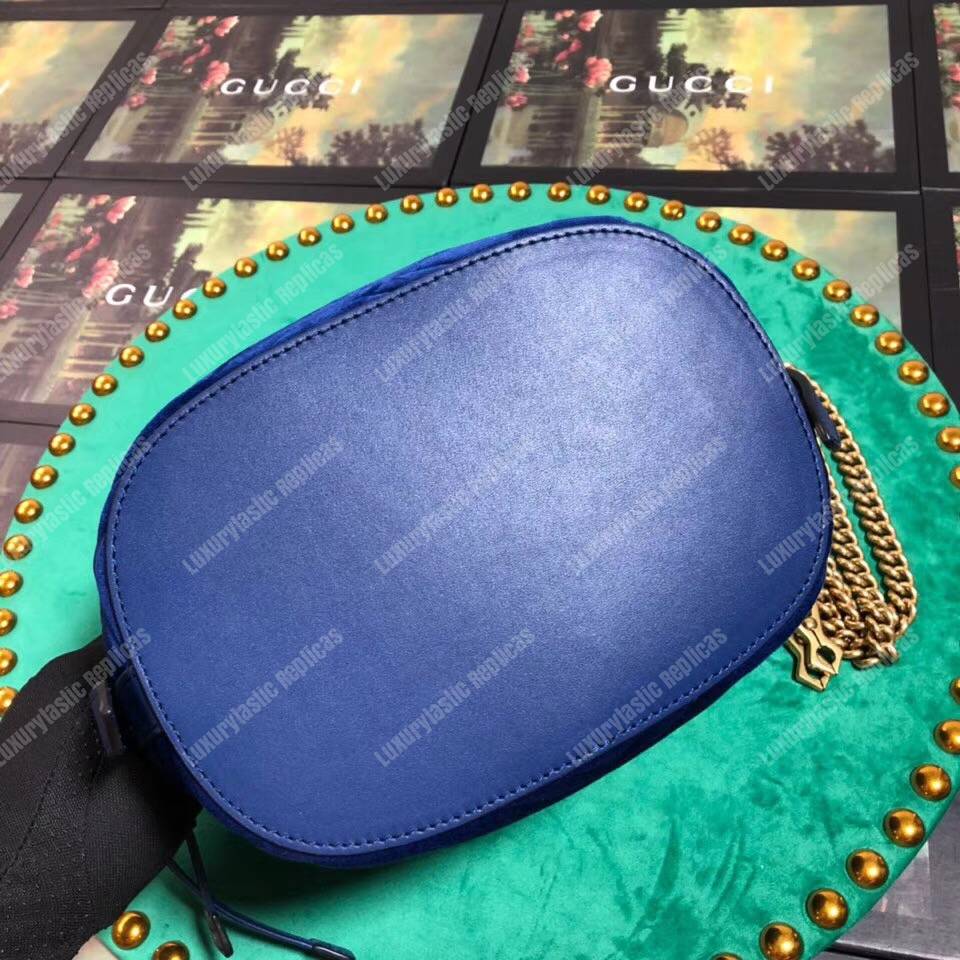 G*u*i gg marmont velvet bucket bag blue