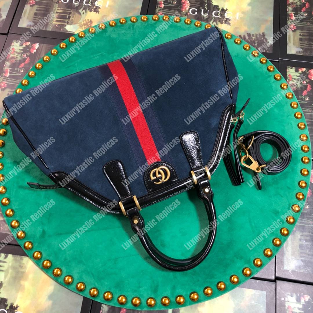 G*u*i re(belle) medium shoulder bag suede blue