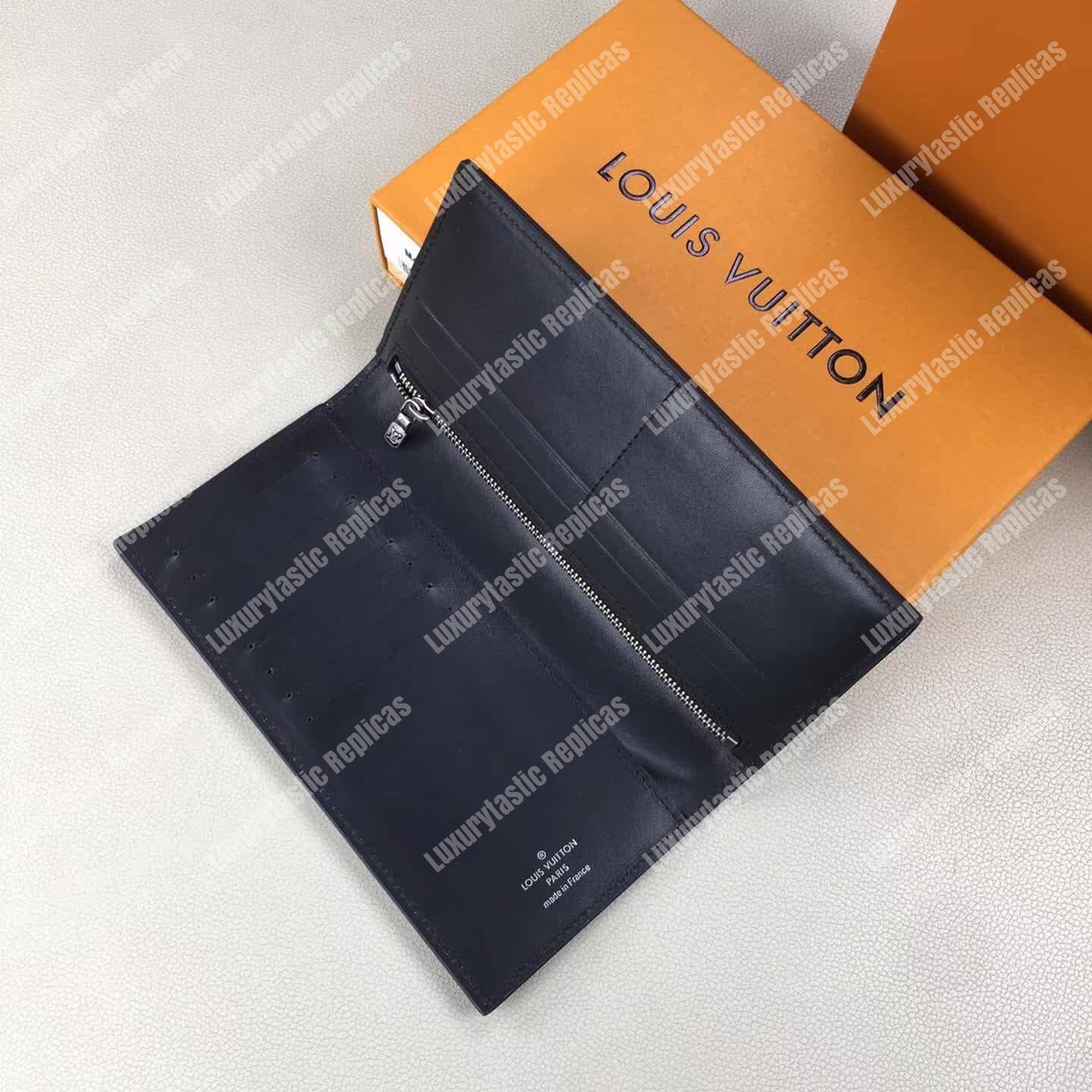 LV Long Coin Wallet Utah Leather Bleu Marine