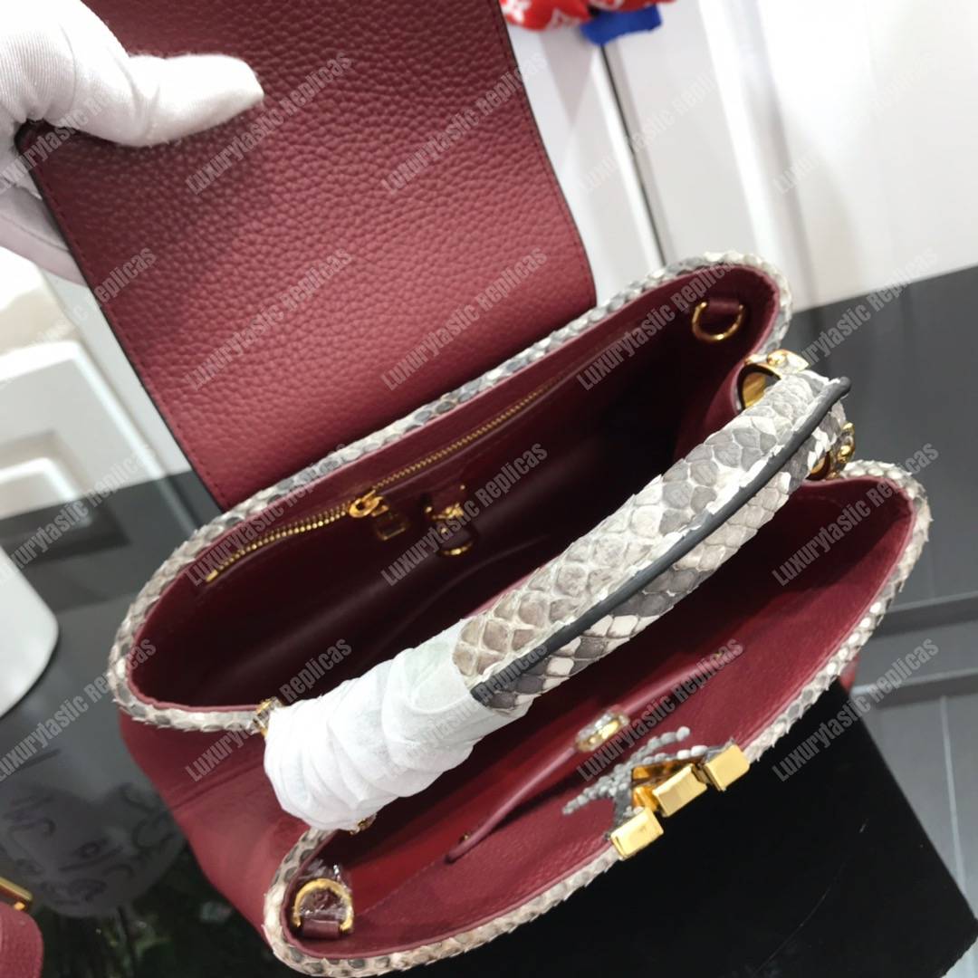 LV Capucines BB Taurillon Python Bordeaux