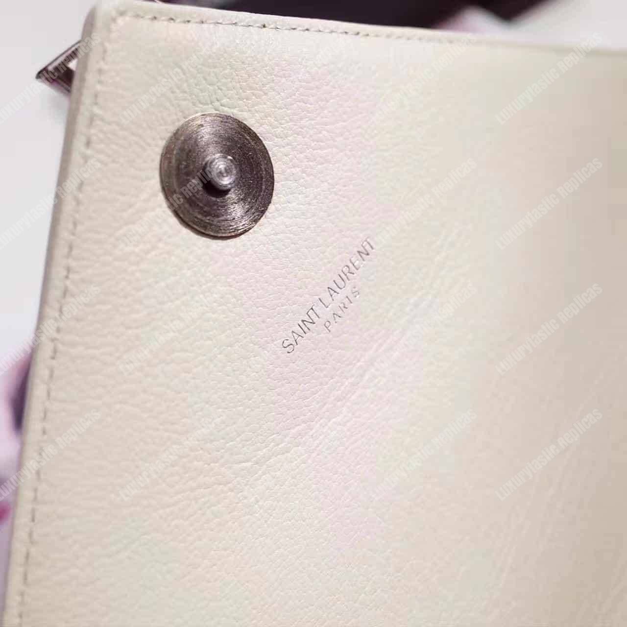 Saint Laurent Classic Medium College Monogram White Silver-Toned