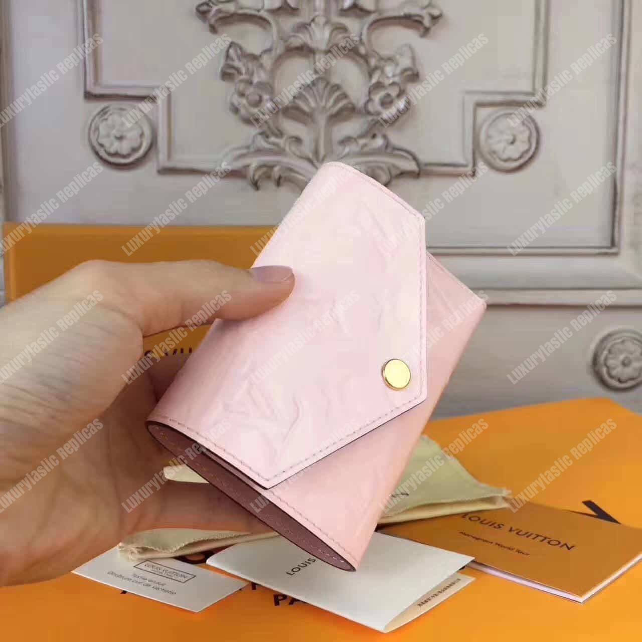 LV Victorie Wallet Monogram Vernis Leather Rose Ballerine