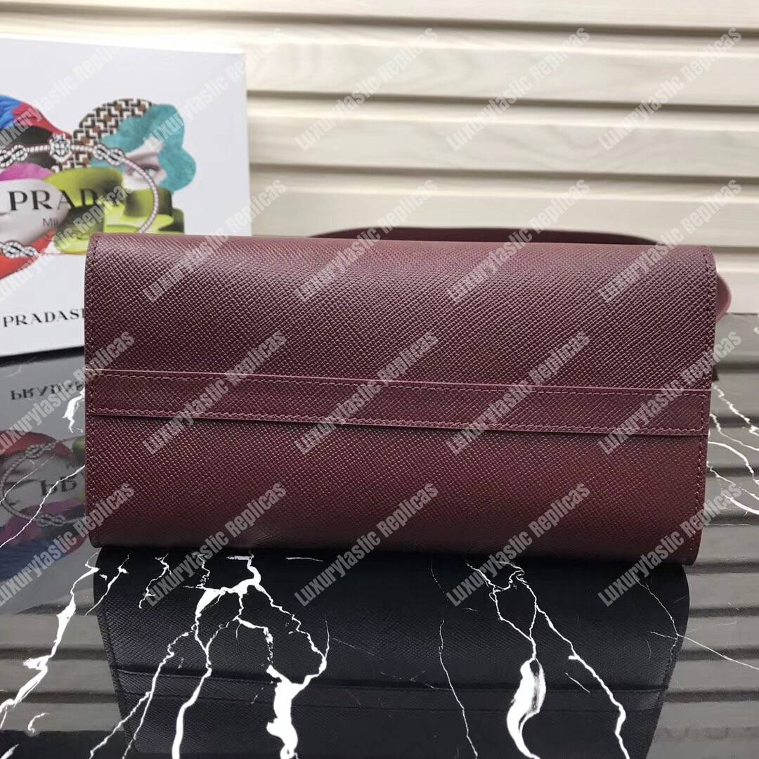 pra*a monoCh*0me saffiano leather bag brown