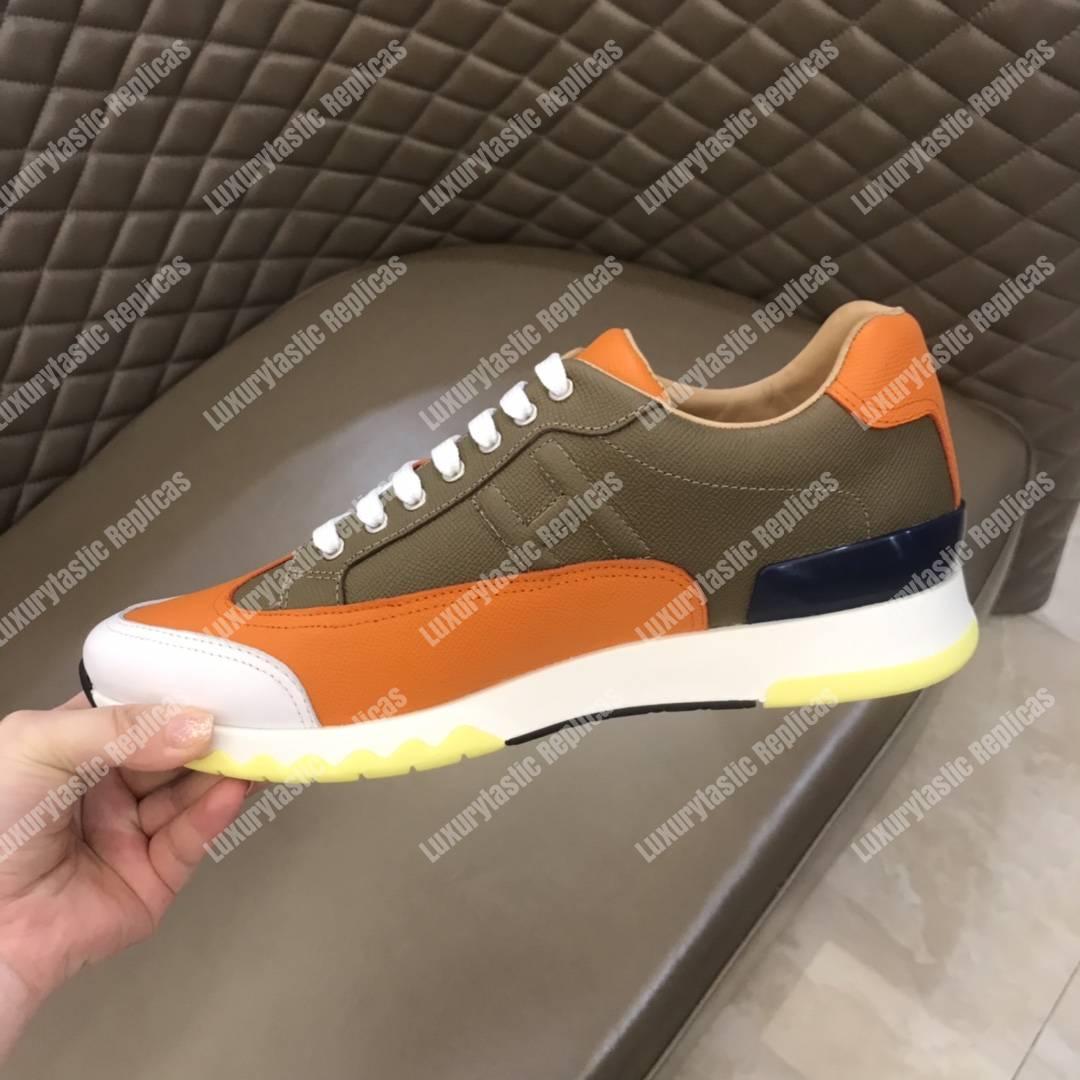 H**mes trail sneaker brown/orange
