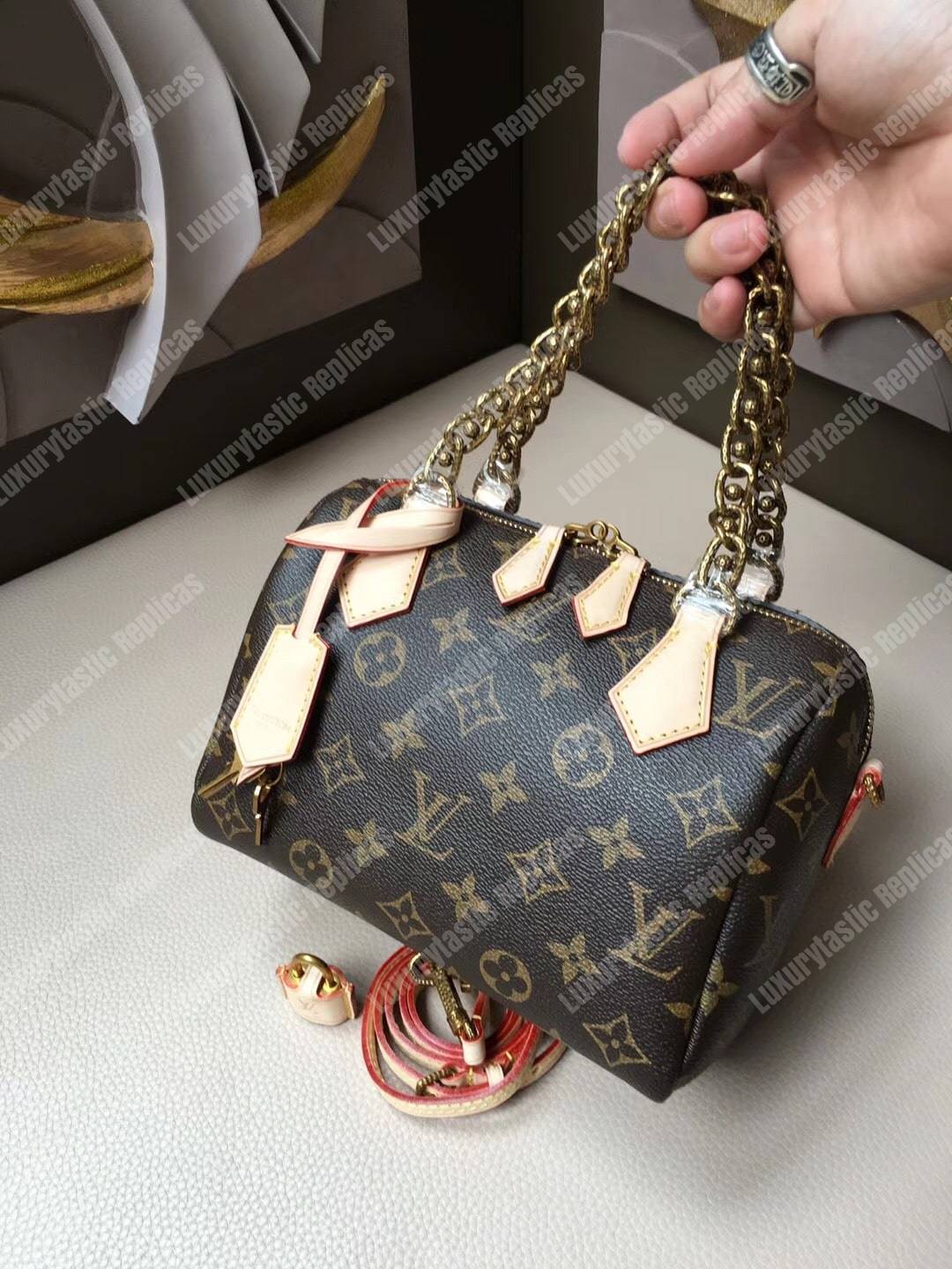 LV Speedy 20 Chain Tote Bag Monogram Canvas