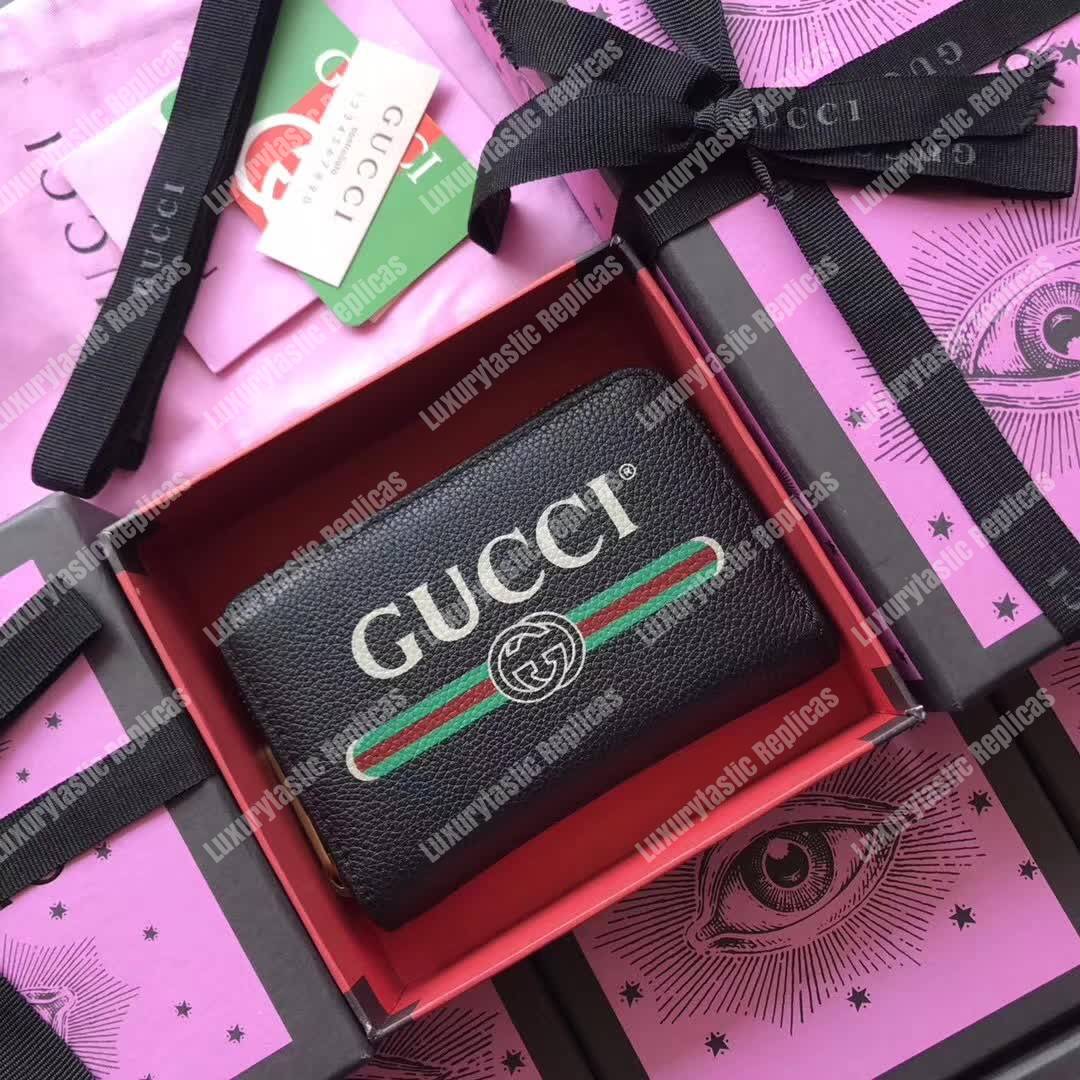 G*u*i print leather card case black