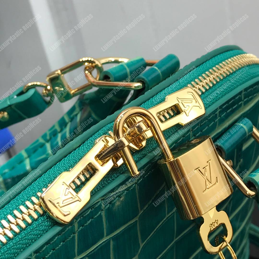 LV Alma BB Crocodilien Brillant Bleu Canard Blue