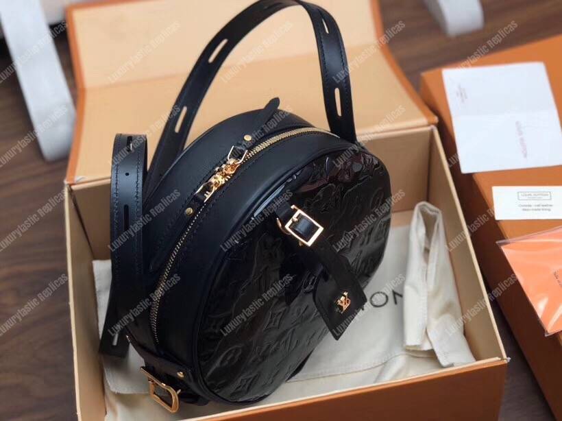 LV Boite Chapeau Souple Monogram Vernis Leather Noir