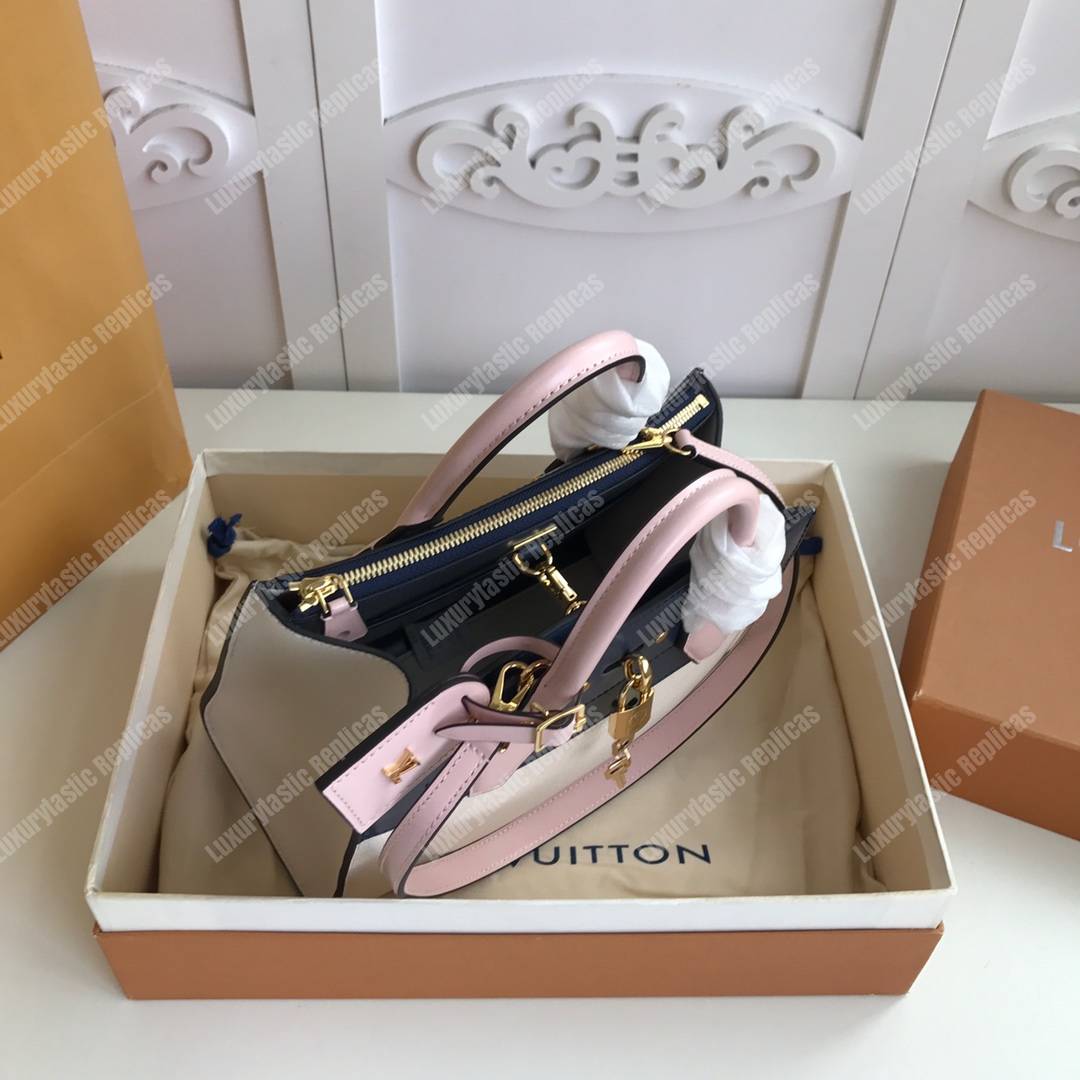 LV City Steamer PM Autres Cuirs Gris Antartica Navy Blue Rose Doux Pink