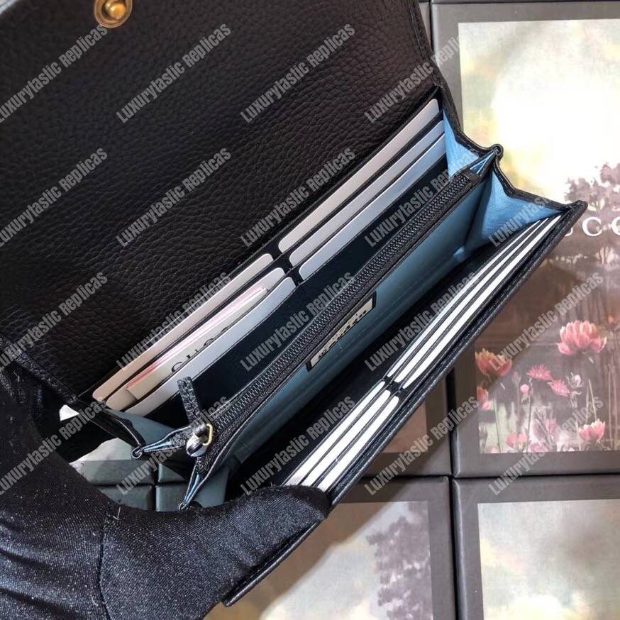 G*u*i garden leather continental wallet black with bat