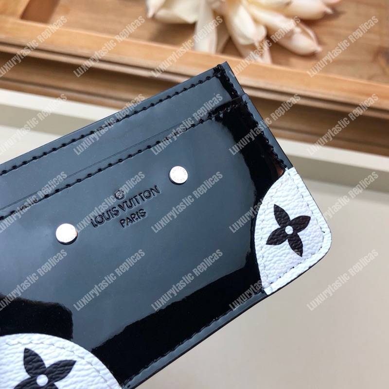 LV Venice Card Holder Patent Leather Monogram Black