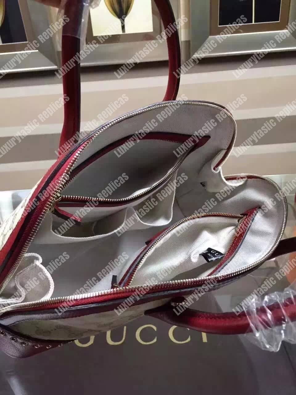 G*u*i gg canvas top handle bag red