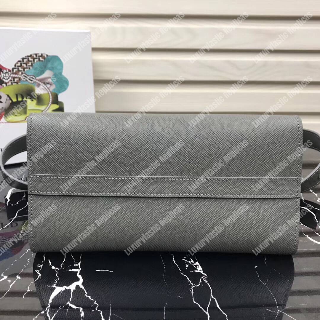 pra*a monoCh*0me saffiano leather bag grey