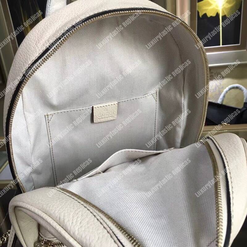 G*u*i soho leather chain backpack white
