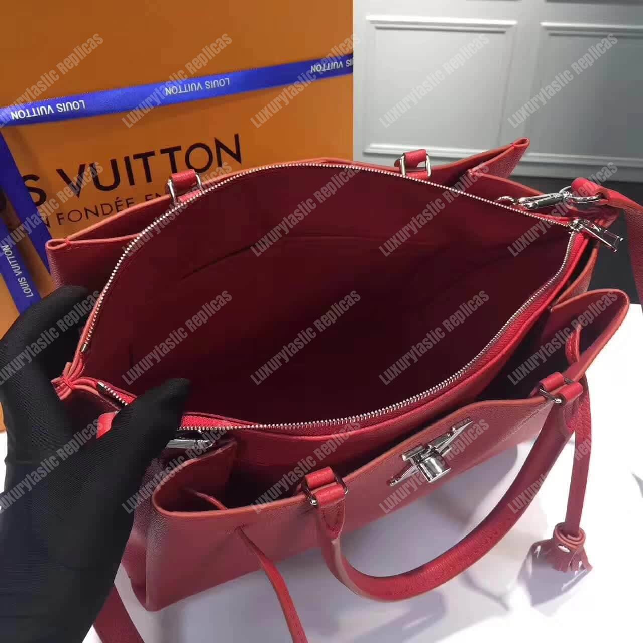 LV Lockmeto Handbag Luxury Leather Rubis