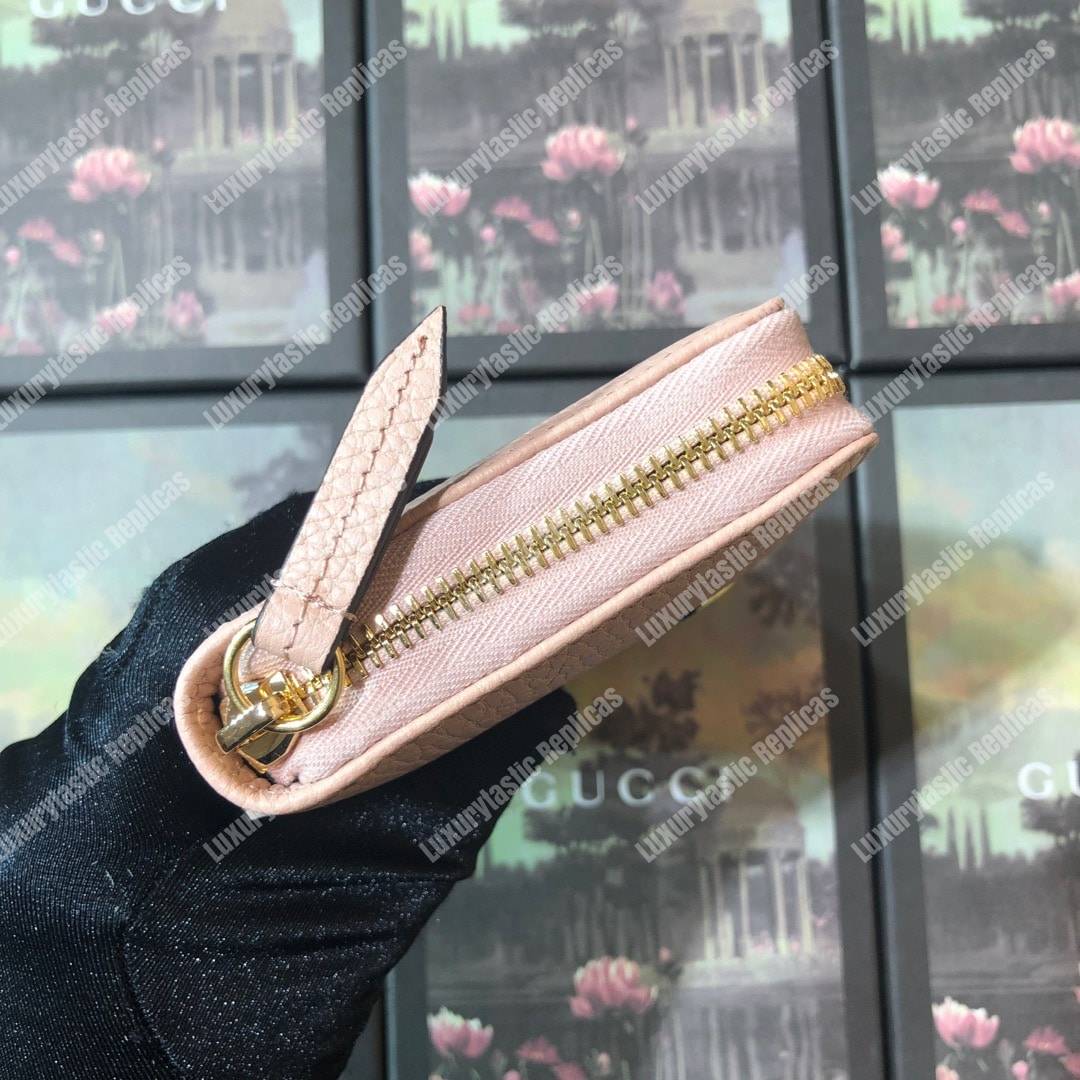 G*u*i leather zip around wallet light pink