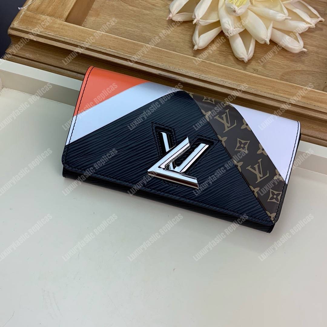 LV Twist Wallet Epi Leather Monogram Noir Tan