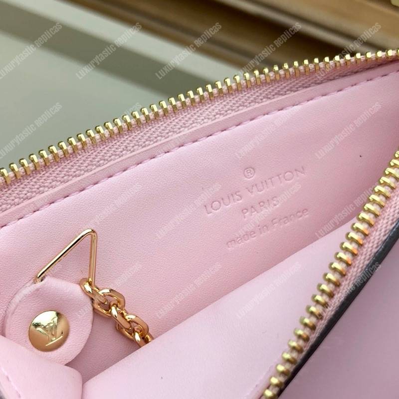 LV Venice Key Pouch Vernis Miroir Monogram Rose Ballerine Pink