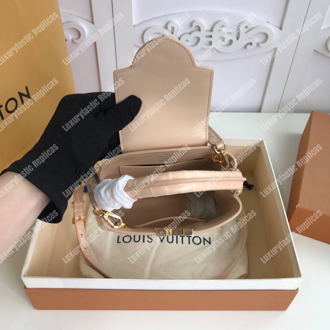 LV Capucines Mini Crocodilien Mat Dune
