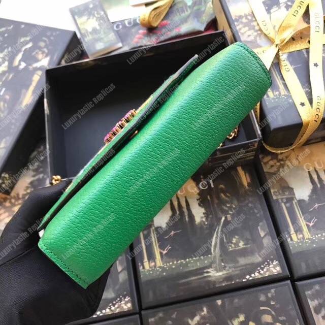 G*u*i embroidered leather mini shoulder bag green