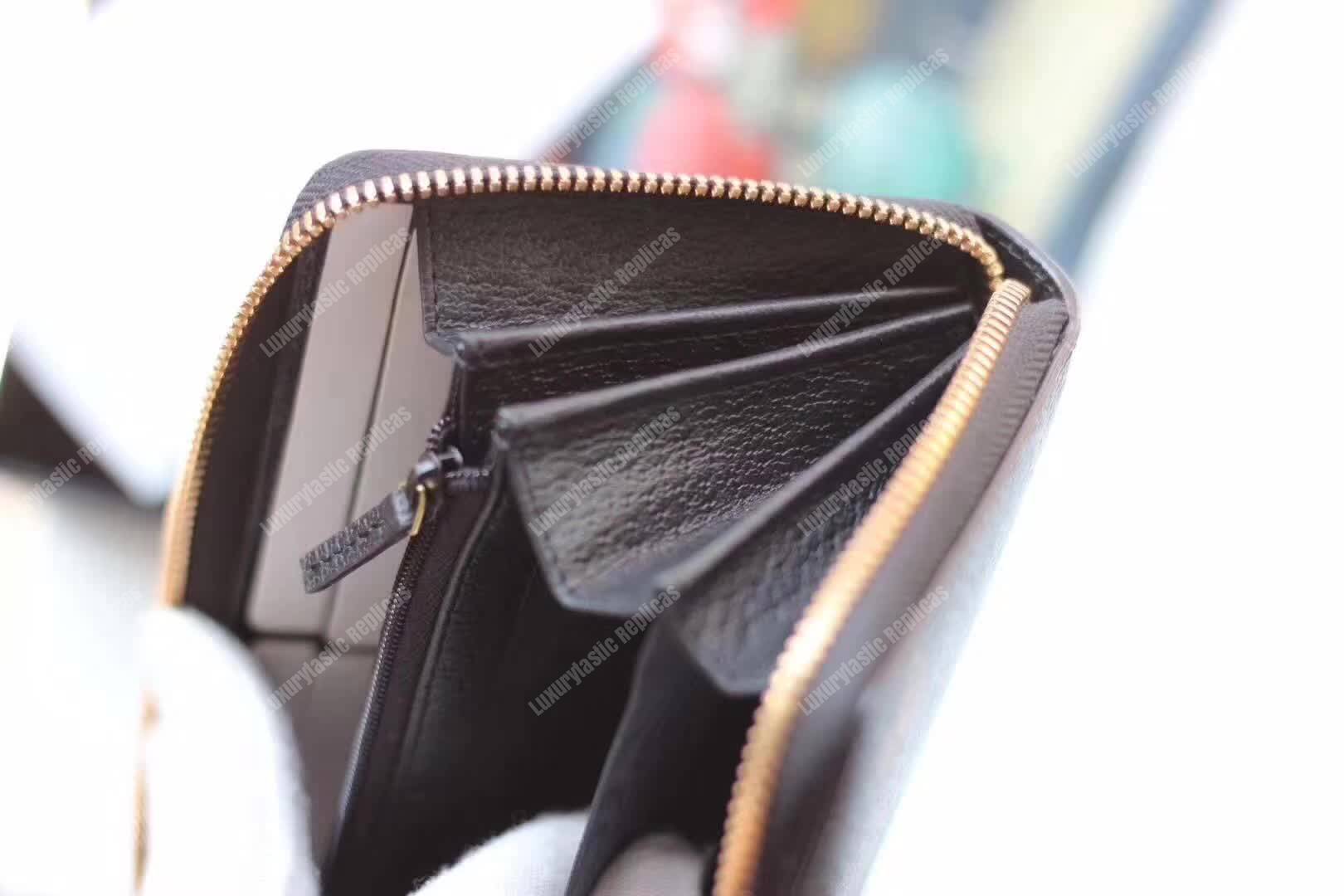 G*u*i bee star leather zip around wallet black