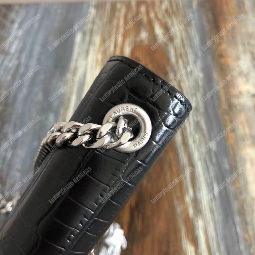 Saint Laurent Classic Small Kate Monogram Black Crocodile