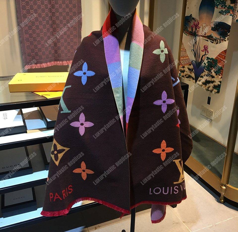 LV Reykjavik Scarf Cashmere & Wool Brown Multicolor