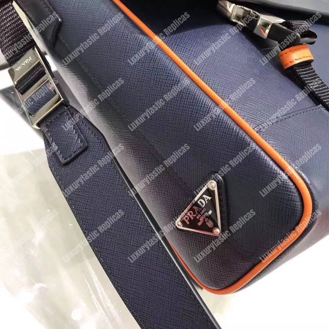 Pra*a saffiano leather shoulder bag orange