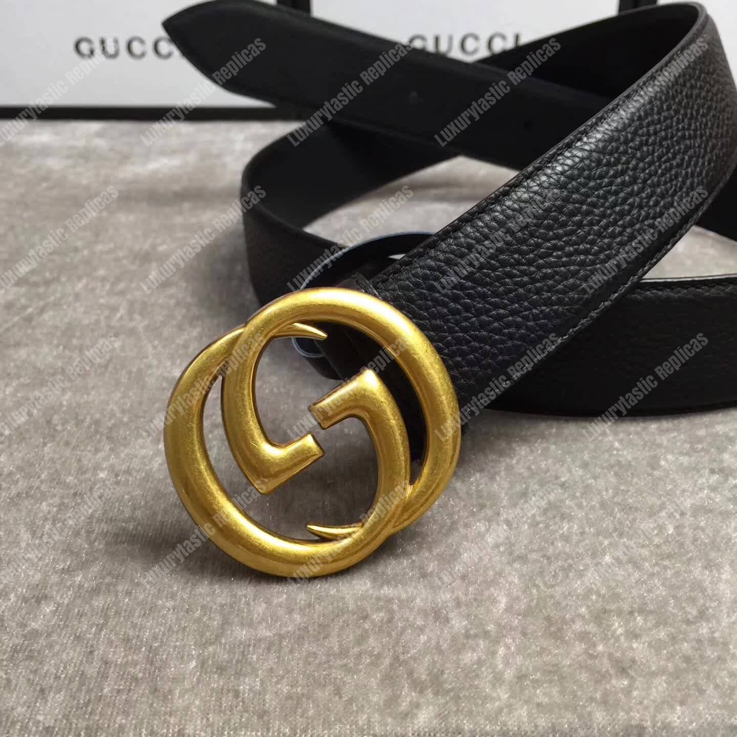 G*u*i leather belt with interlocking g buckle