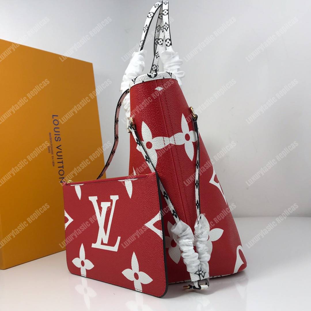 LV Neverfull MM Monogram Rouge