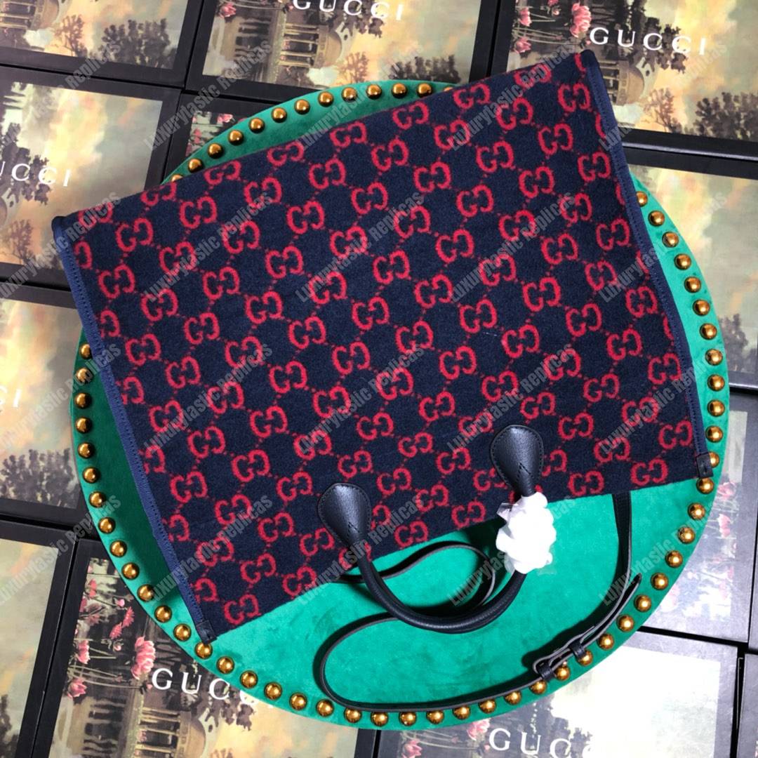 G*u*i gg wool tote blue/red