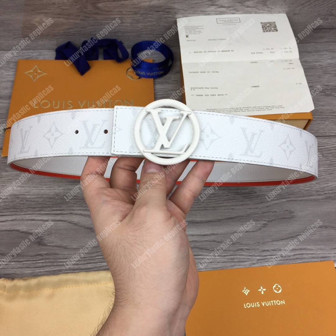 LV Circle 40mm Reversible Belt White