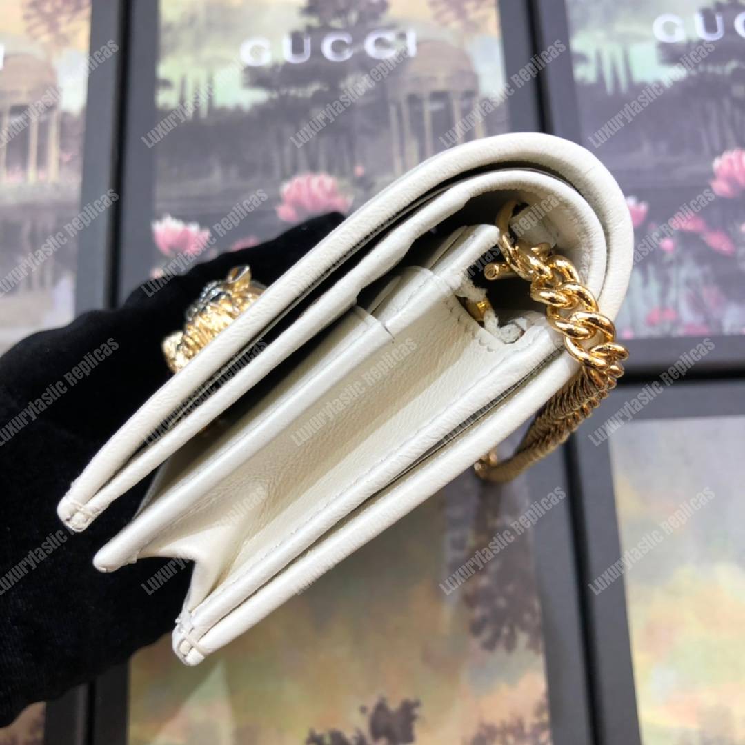 G*u*i rajah chain card case wallet white