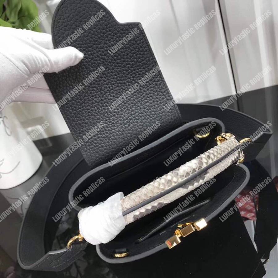 LV Capucines Mini Taurillon Python Black