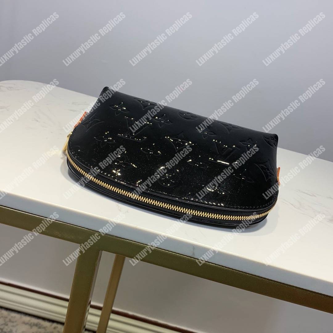 LV Cosmetic Pouch Vernis Leather Monogram Canvas Noir