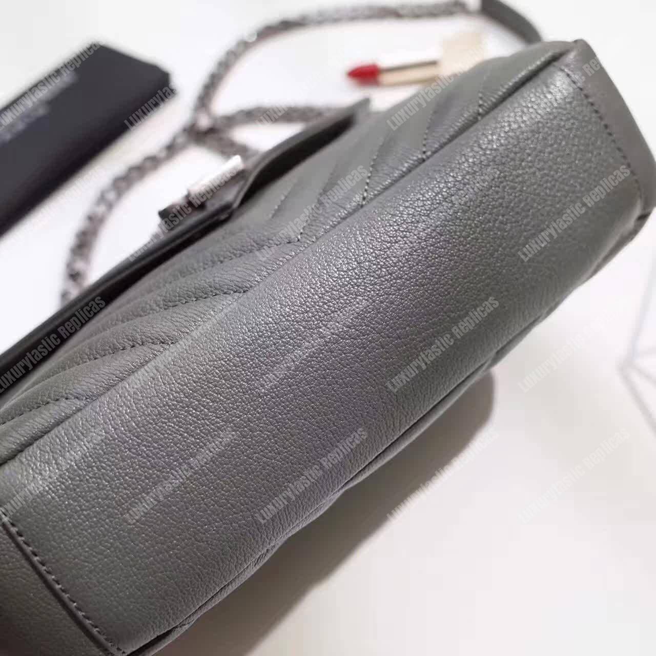 Saint Laurent Classic Medium College Monogram Earth Grey Silver-Toned