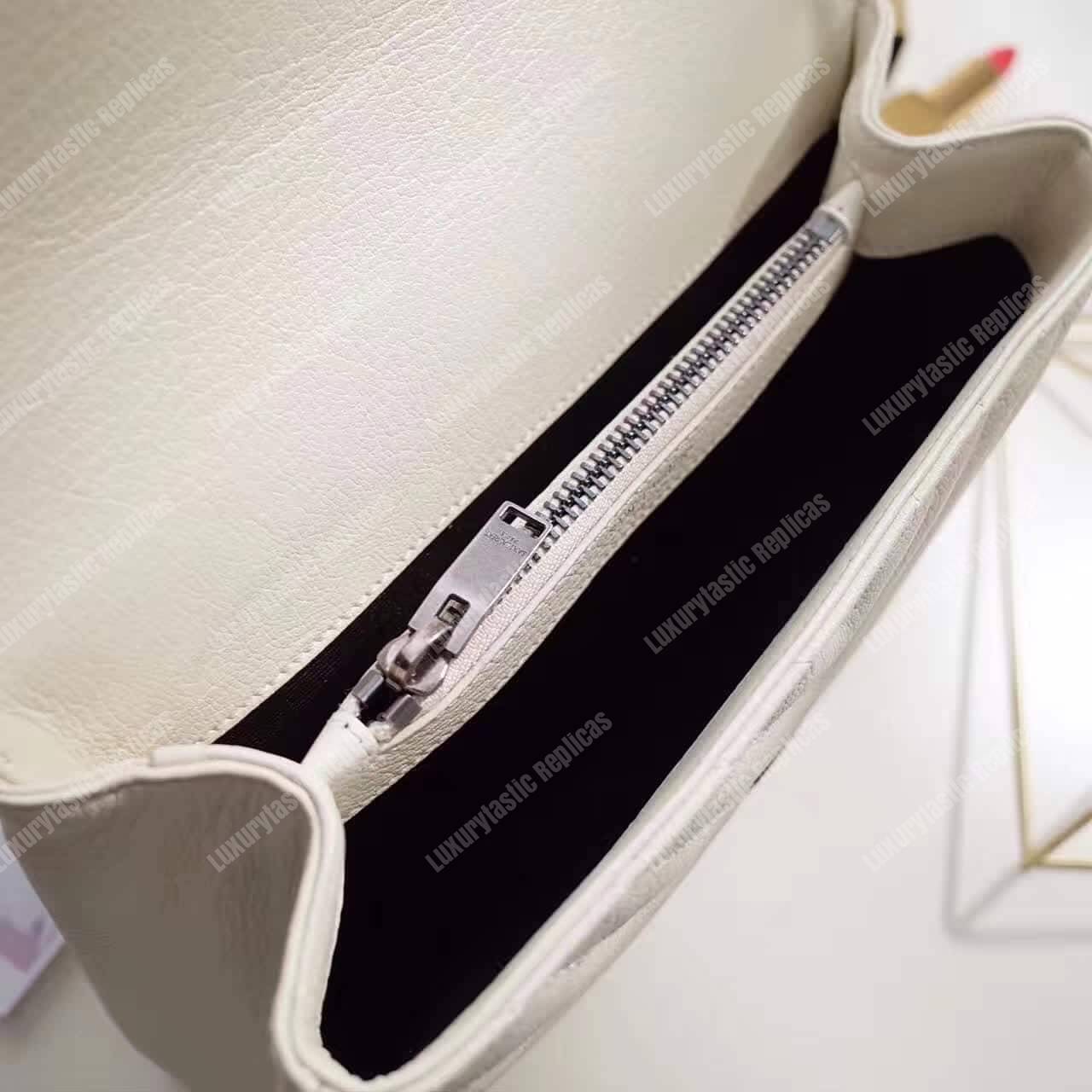 Saint Laurent Classic Medium College Monogram White Silver-Toned