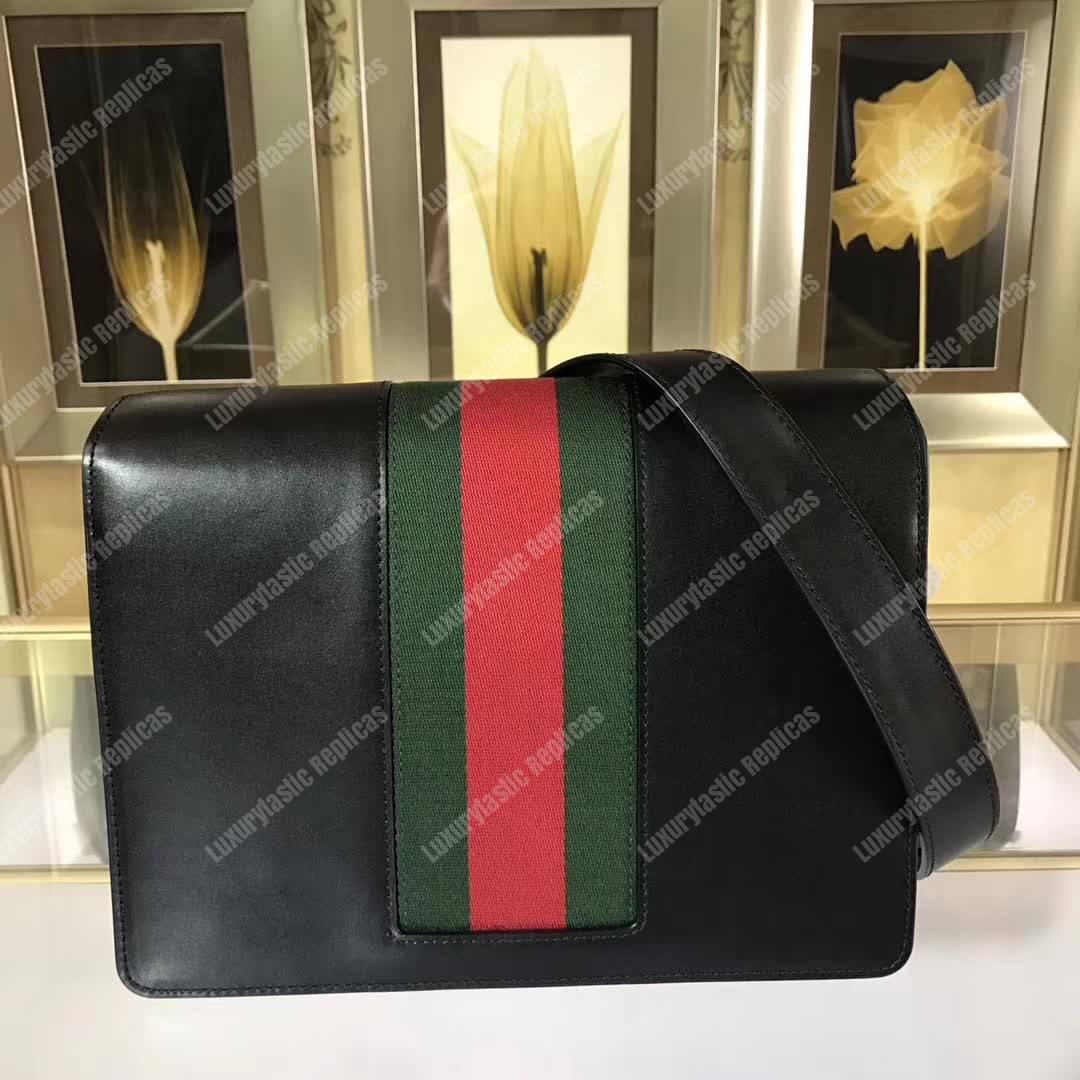 G*u*i gg marmont stylish striped canvas bag black