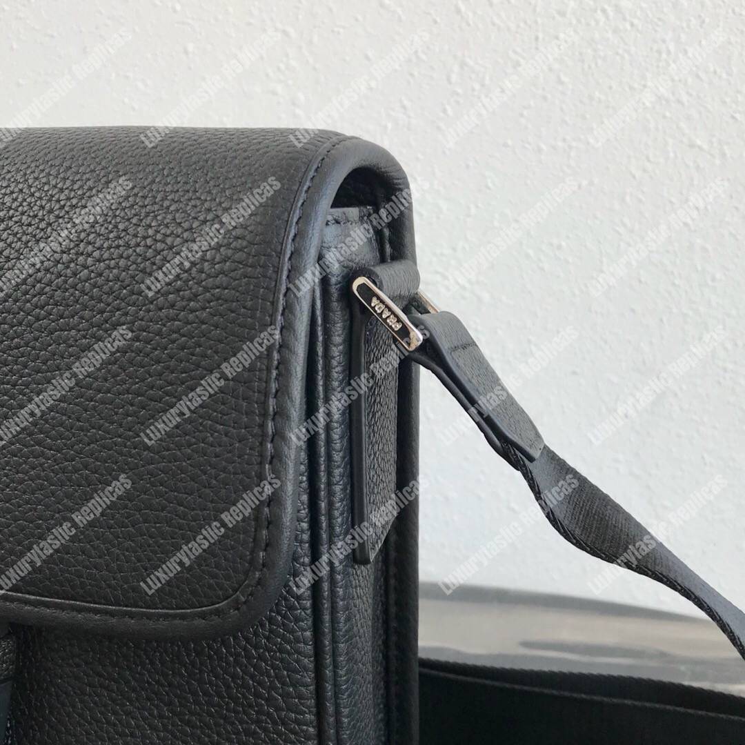 Pra*a saffiano leather shoulder bag black