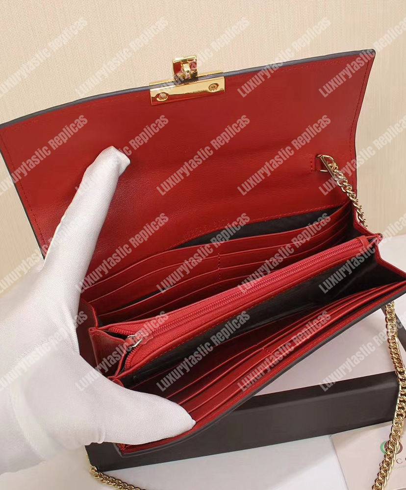 G*u*i gg padlock continental wallet red