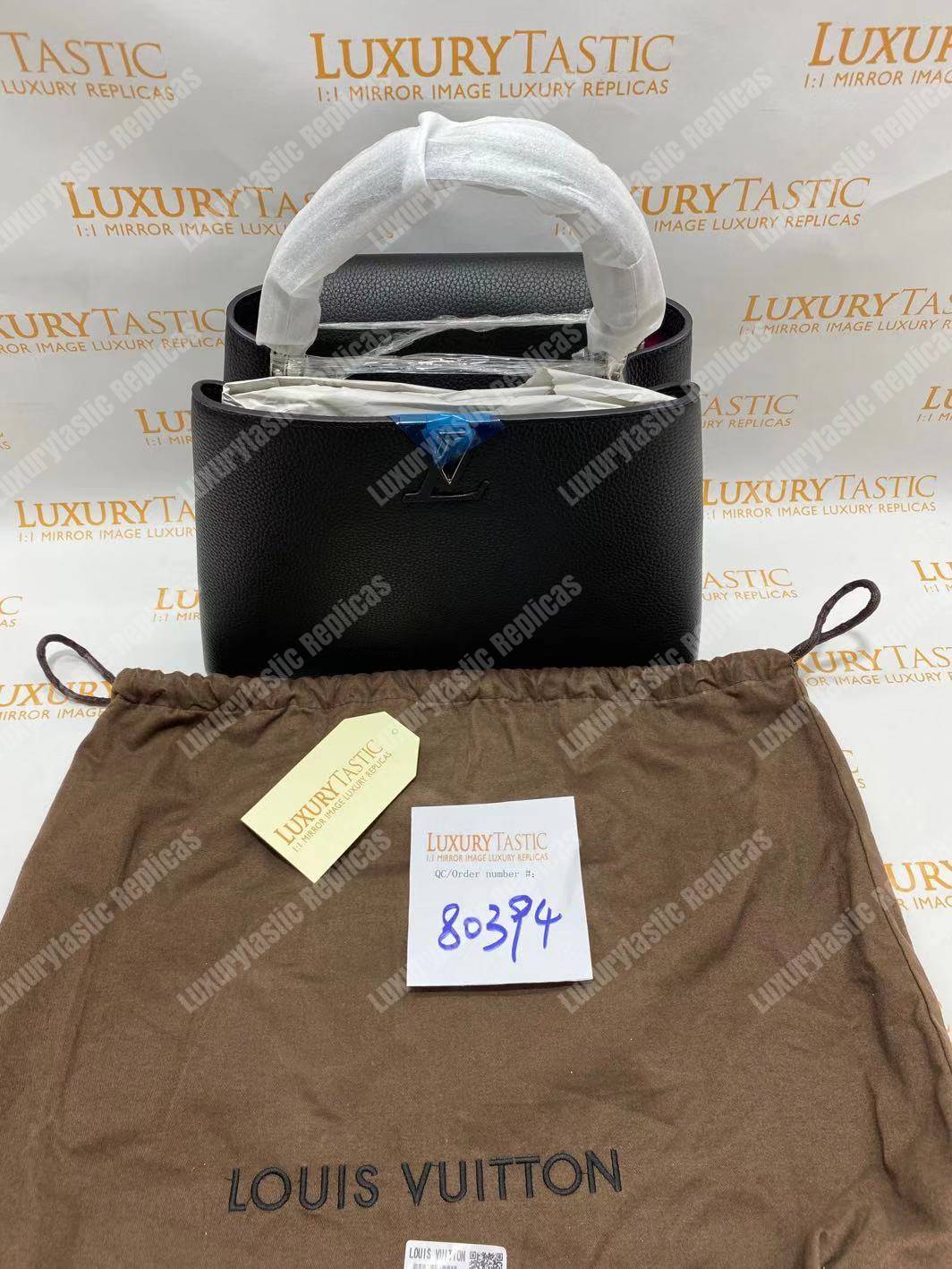 LV Capucines MM Taurillon Leather Noir Electric