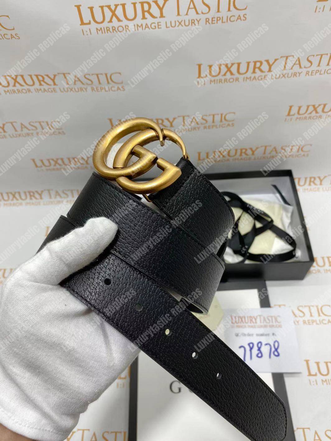 G*u*i leather belt with double g buckle