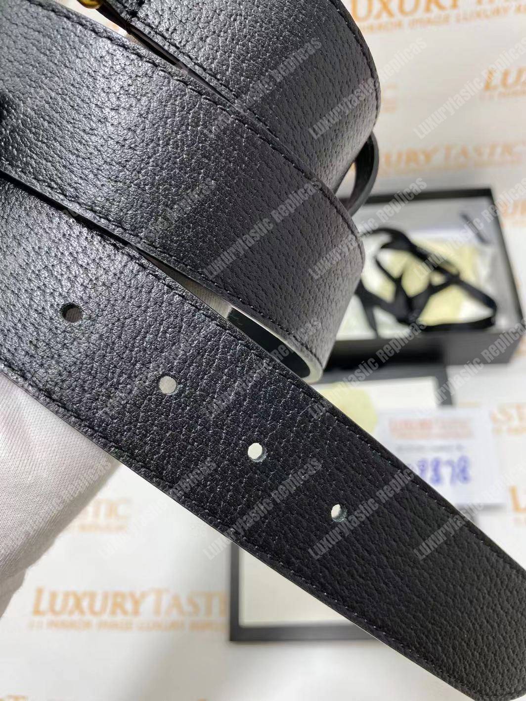 G*u*i leather belt with double g buckle