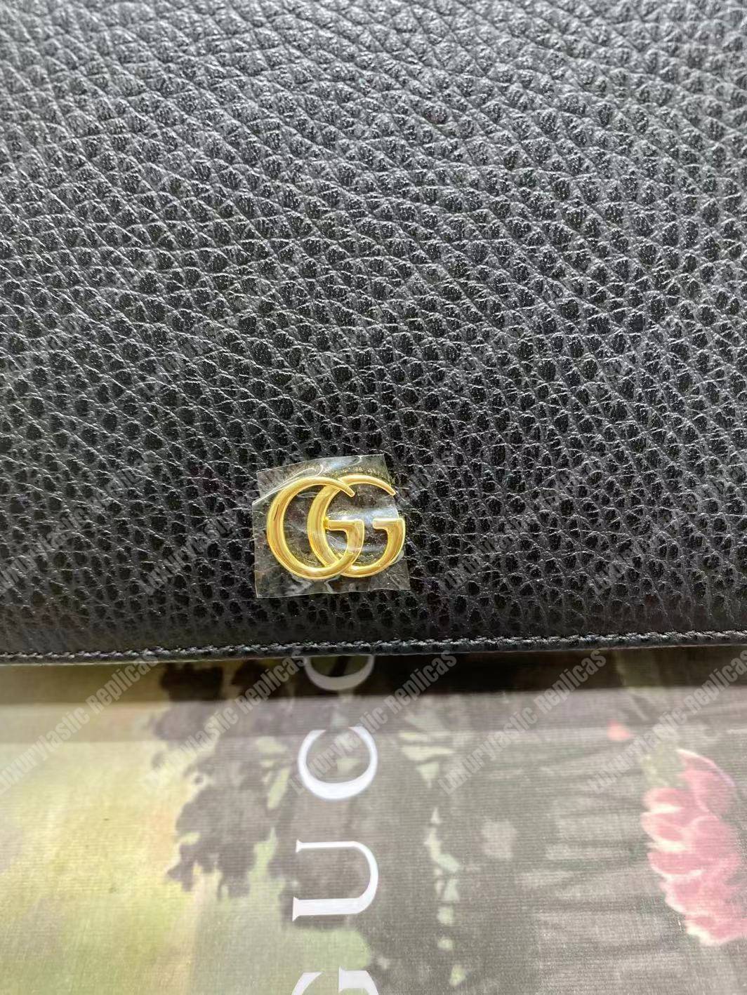 G*u*i gg marmont leather mini chain flap bag black