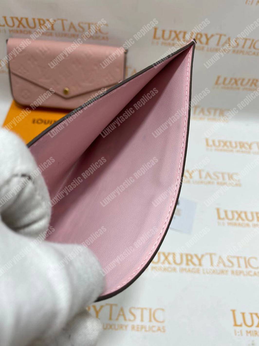 LV Pochette Felicie Monogram Empreinte Leather Rose Poudre