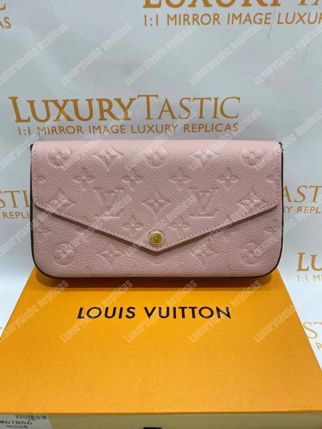 LV Pochette Felicie Monogram Empreinte Leather Rose Poudre