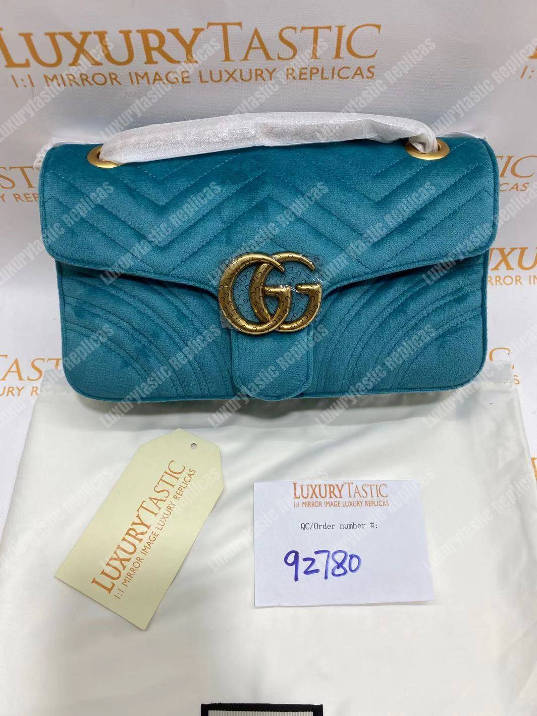 G*u*i gg marmont velvet shoulder bag blue